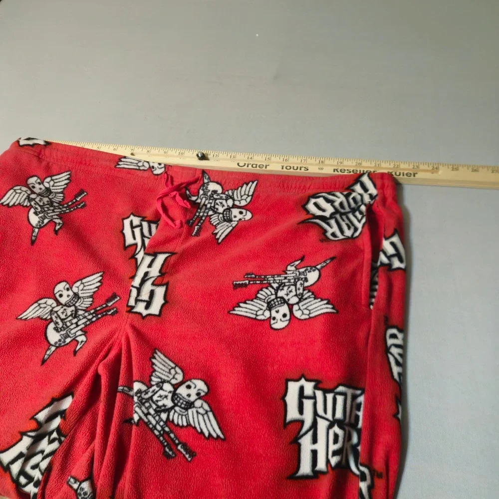 Guitar Hero Pajama Pants Mens L XL Red Fleece 2008 Activision VTG Gaming‎ Lounge